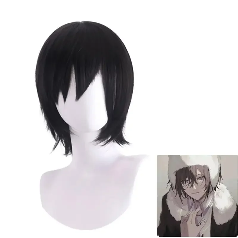 Bungo Stray Dogs Fyodor Dostoevsky Short Black Cosplay Wig Heat Resistant Synthetic Hair Perucas Cosplay Wigs   Wig Cap