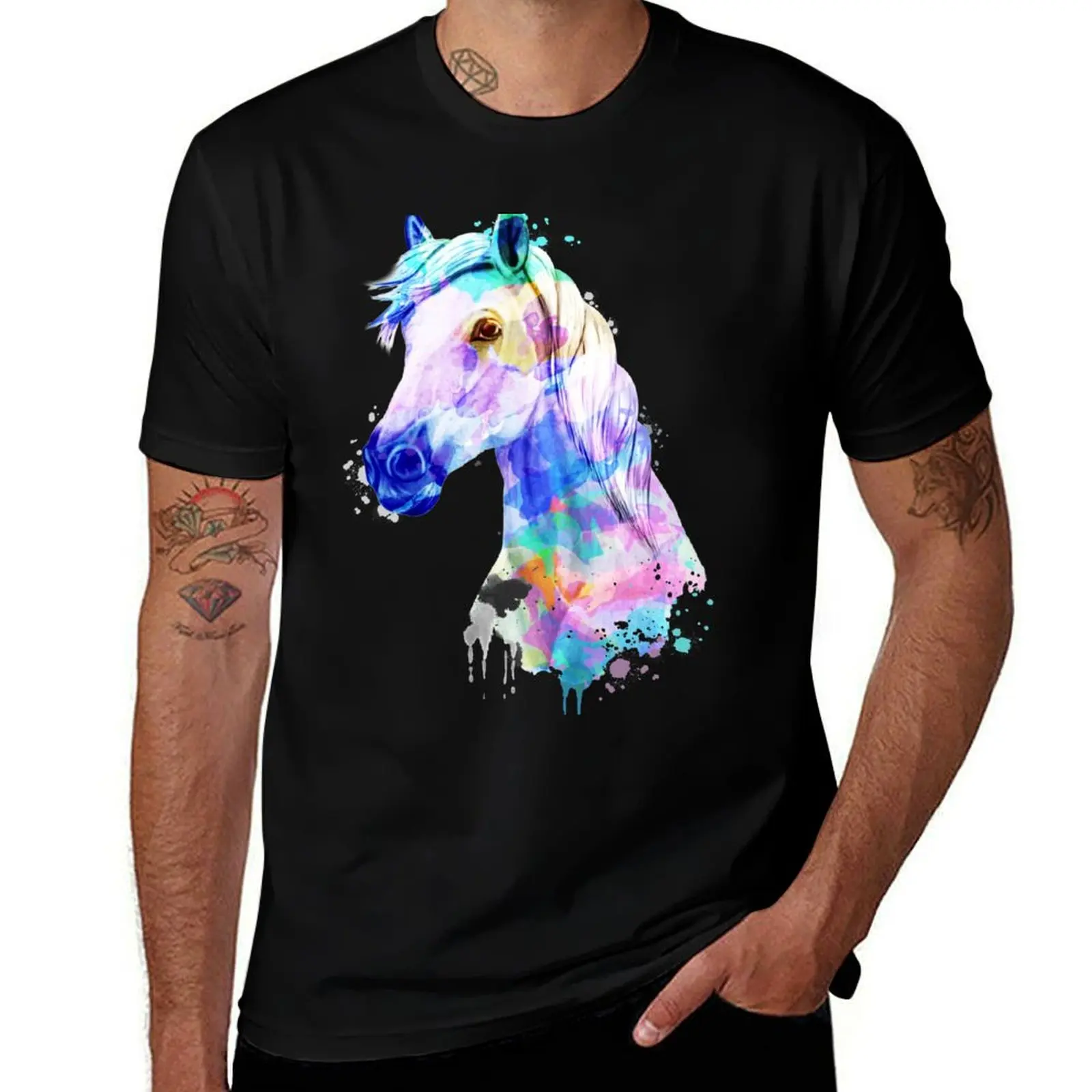 Horse Watercolor Painting, Watercolor Horse, Horse art, Horse Portrait T-Shirt Labor Work Casual T-Shirt