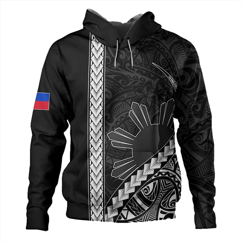 

New 3D RepublicOf The Philippines Flag Printed Hoodies For Men Philippine National Emblem Graphic Hooded Hoody Vintage Clothing