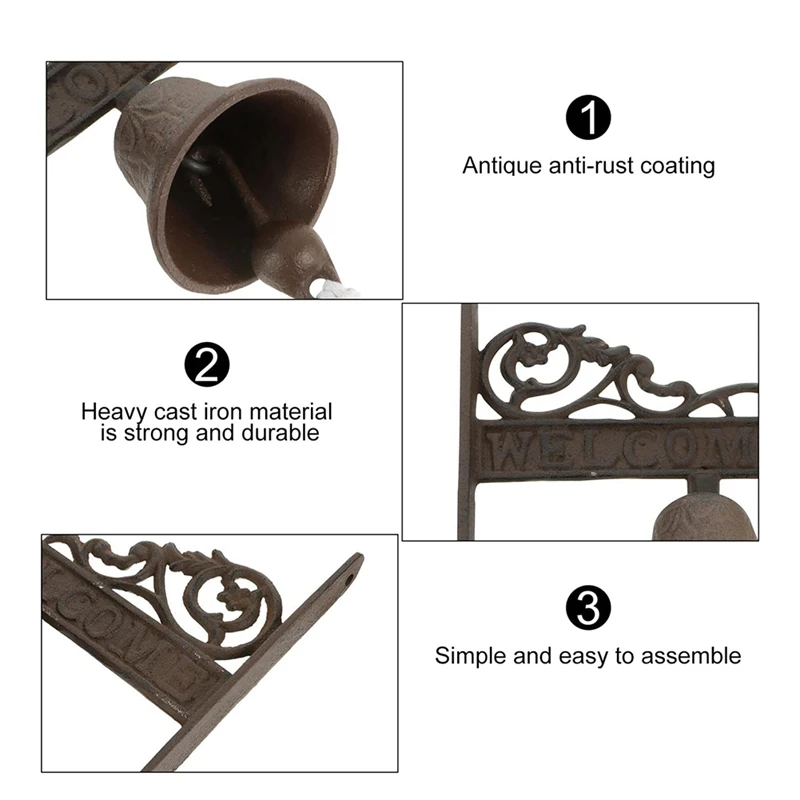 다리미 빈티지 장식 초인종, 컨트리 스타일, 환영 초인종, 베란다 장식 초인종, 1 개