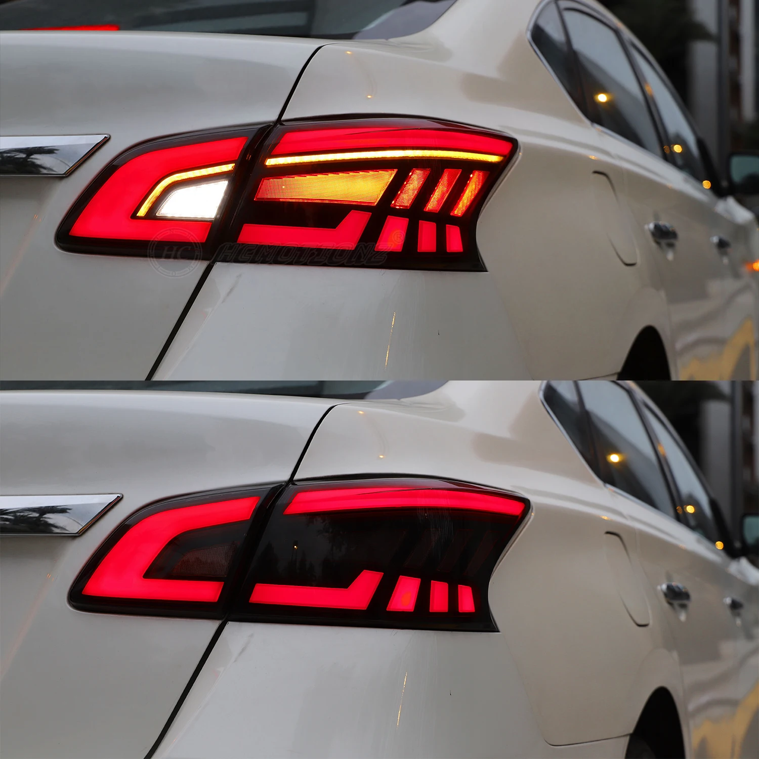 HCMOTIONZ LED Rear lights for Nissan Sentra 2012-2019 Pulsar Sylphy B17 7th gen Smole Tail Lamps Assembly DRL Animation