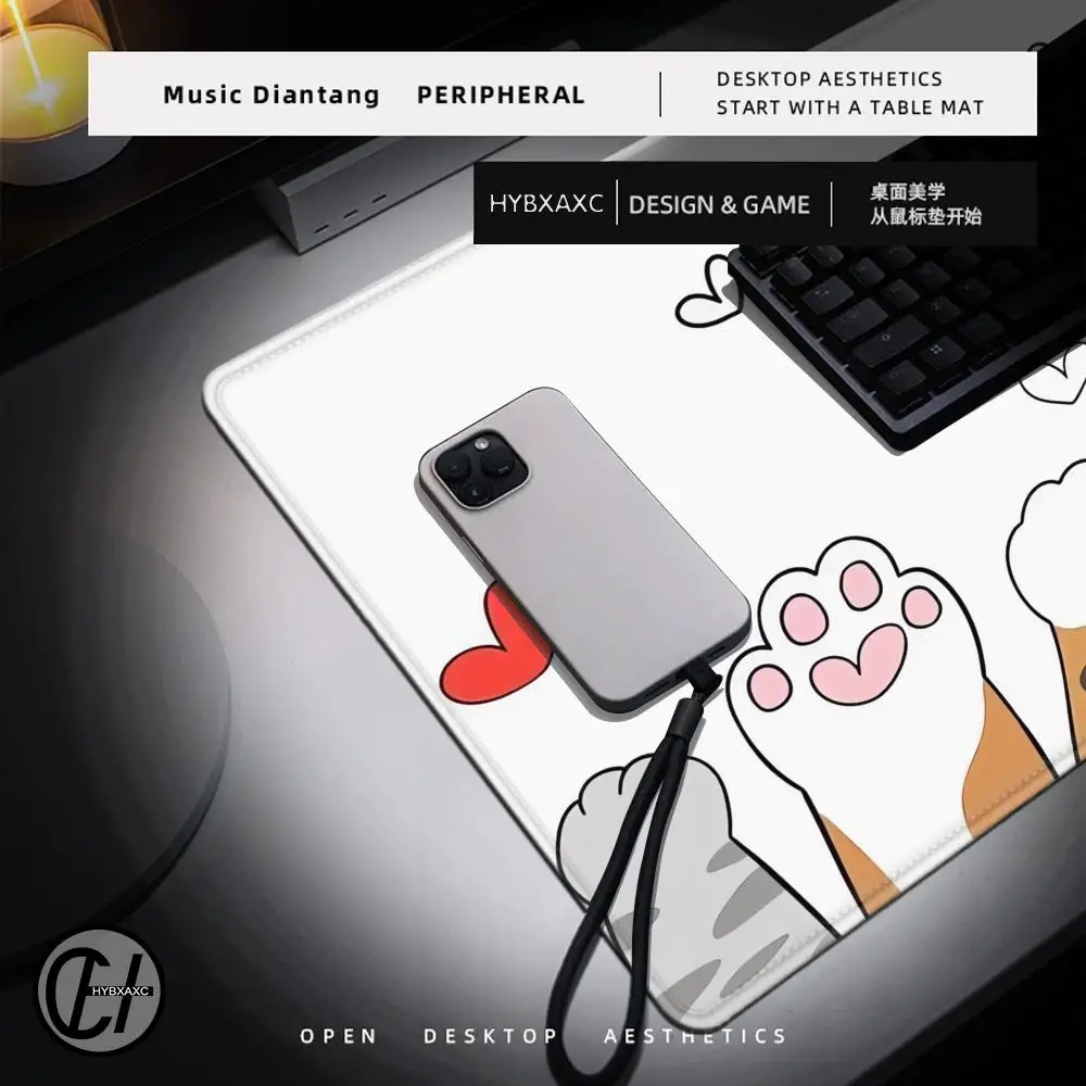 HD Black Cat Mousepad kawaii Pink Office Desktop Protection Pads Rug Rubber Anti-slip Gaming Keyboard Mousepads Long Desk Mat
