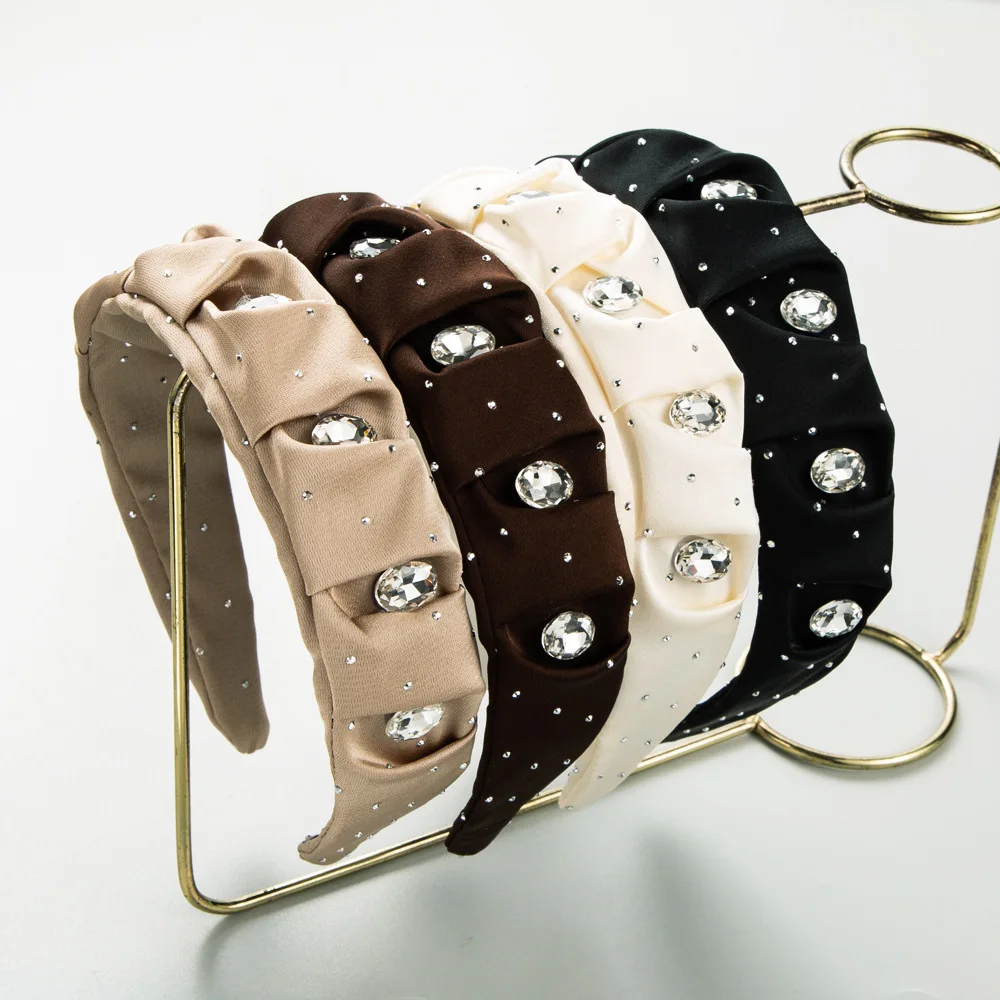 

Starry Rhinestone Headband Women's Fashion Simple Fabric Wide Side and All-Match Hair Accessories