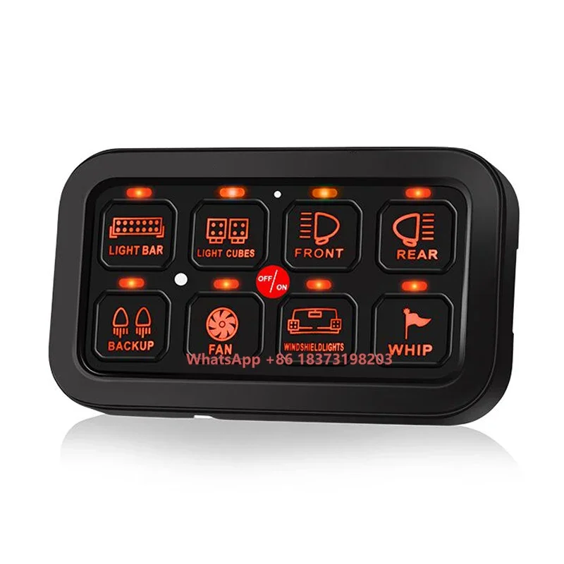 

High Quality RGB 8 Gang Switch Panel Toggle Momentary Pulsed Switch Pod Multi-function Offroad Switch Panel Circuit Control