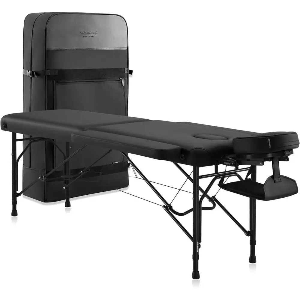 

Портативный массажный стол, ультралегкий складной массажный стол для путешествий, широкая массажная кушетка с боковыми подлокотниками (черный)