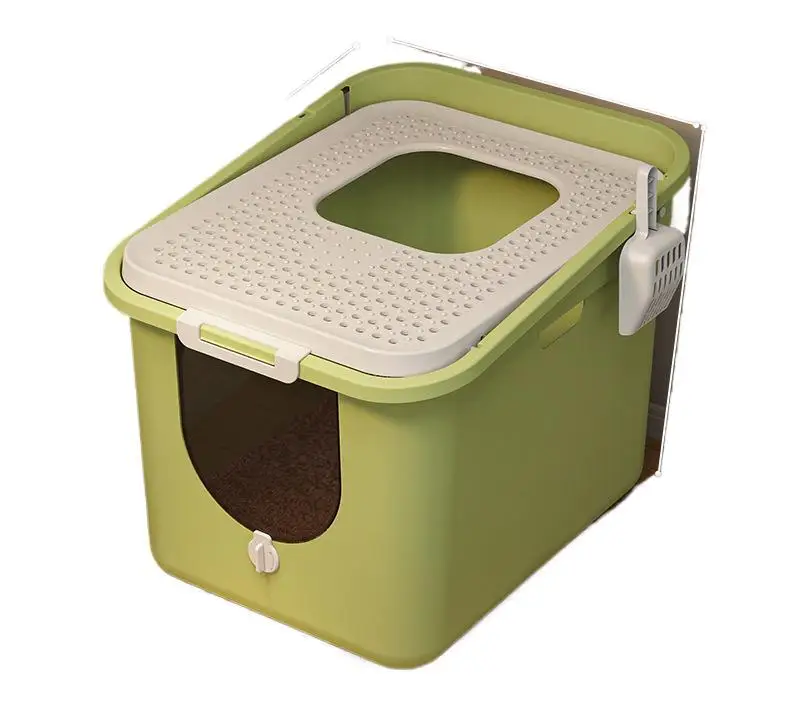

Semi-closed cat litter box anti-splashing cat excrement basin top entry