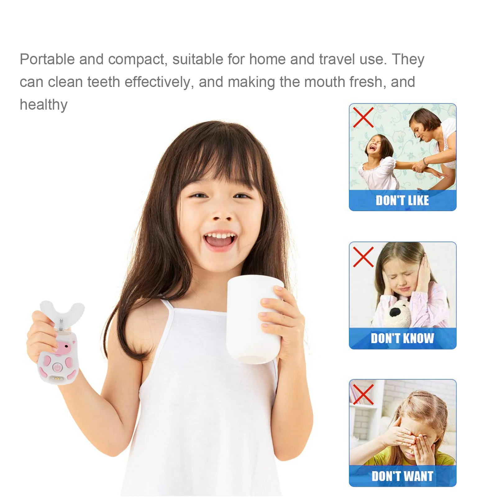 

1 Set Of Children Electric Toothbrush U-Shape Silicone Kids Toothbrush For Oral Care Automatic Cleaning Device Personal Care