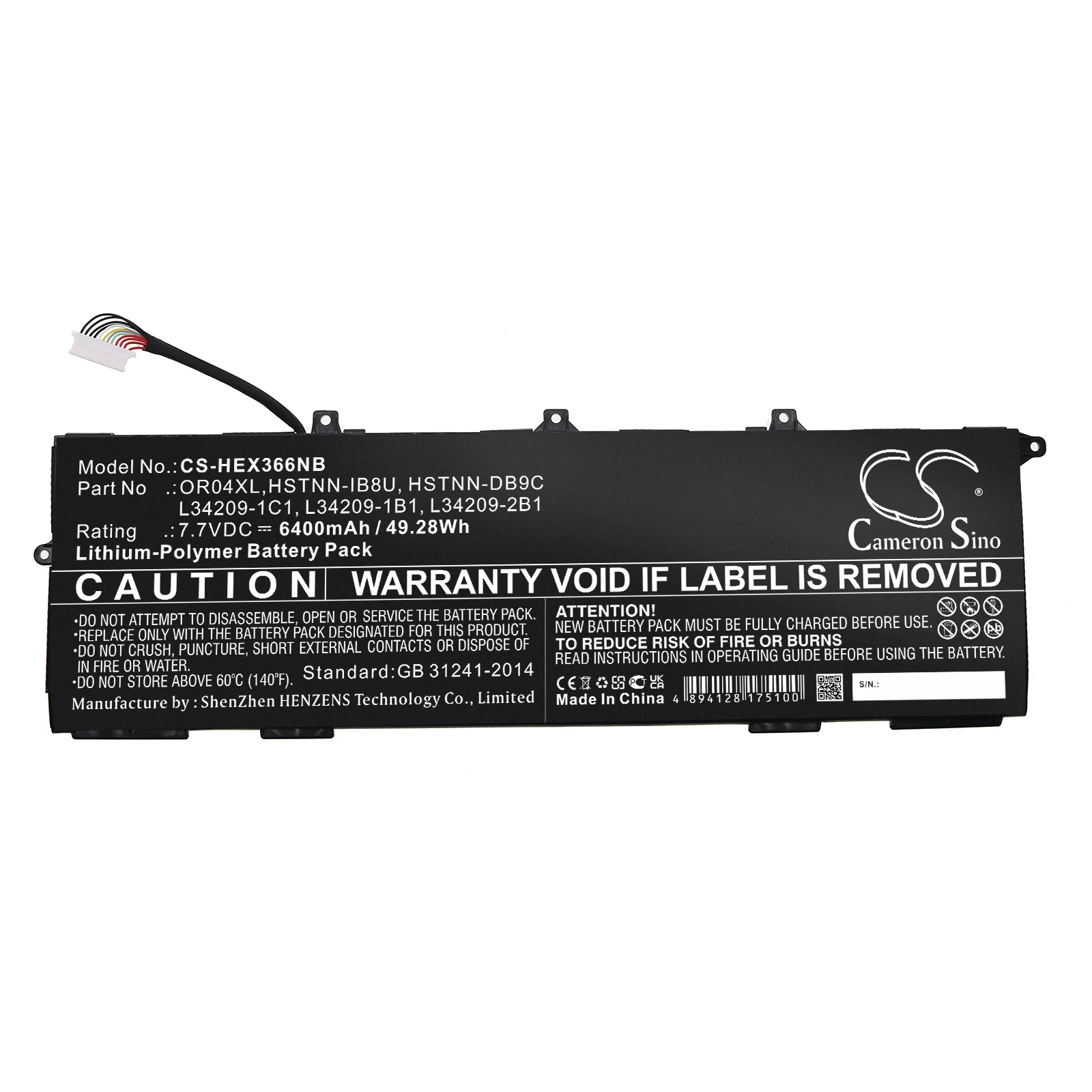 

Li-Polymer Notebook, Laptop Battery for HP,7.7v,6400mAh,EliteBook X360 830 G6,OR04XL,HSTNN-IB8U,L34209-1C1,L34209-1B1,HSTNN-DB9C