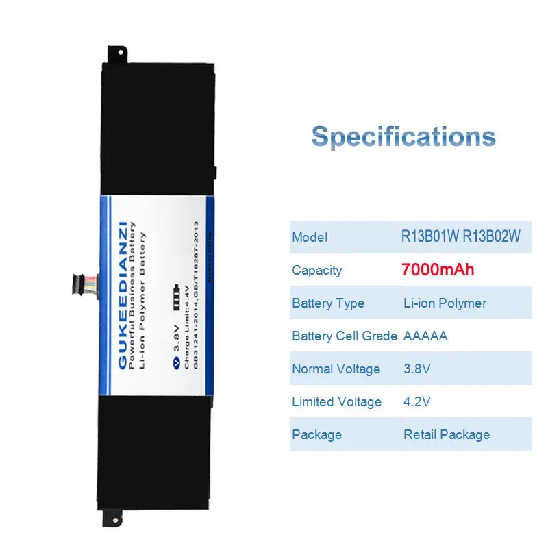 Imagem -03 - Gukeedianzi Bateria de Substituição para Xiaomi mi Notebook Air R13b01w 7000mah 13.3 in 16130101 R13b02w