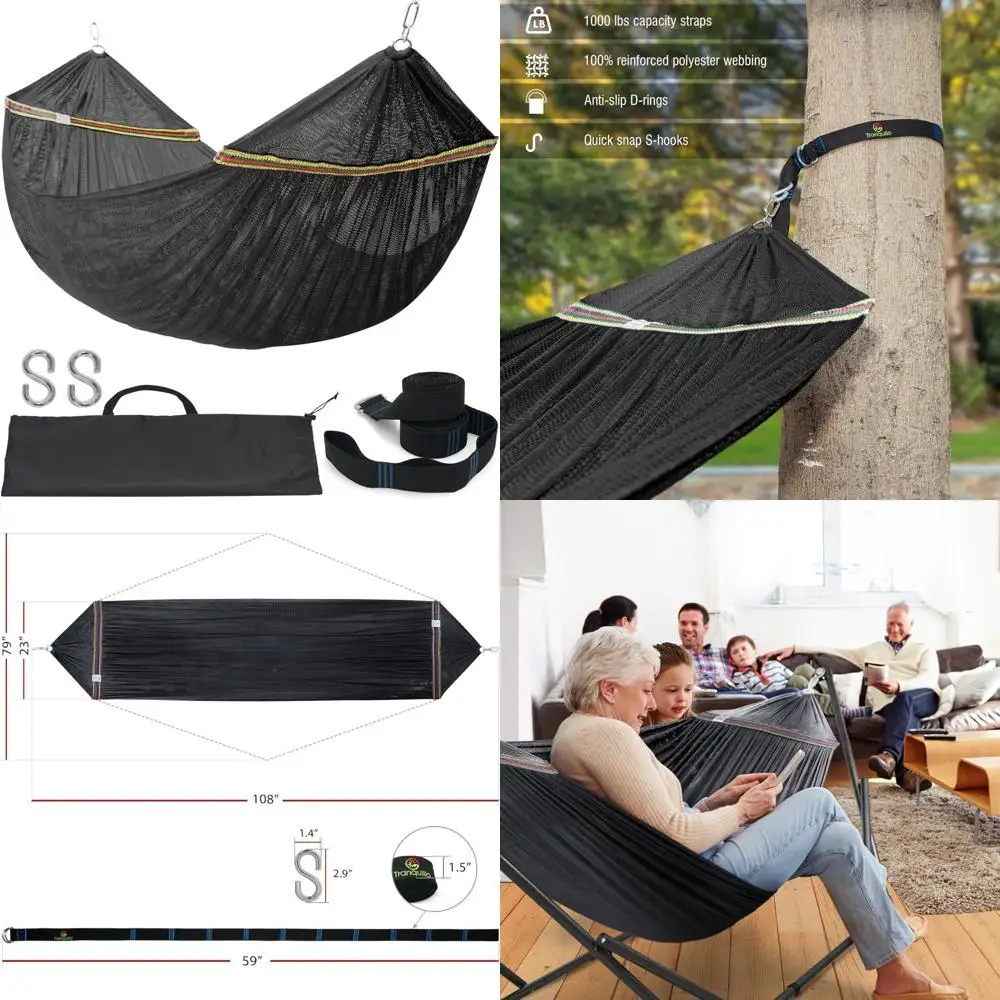 

Outdoor Hammock Chair with Headrest, Armrest, and Cup Holders - Patio Swing for Relaxing Porch Swings