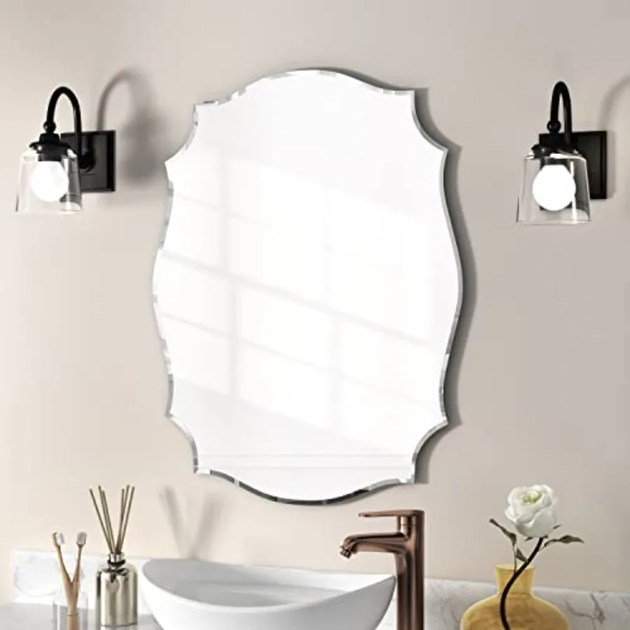 

Bathroom Mirrors for Over Sink 18" x 24" Frameless Beveled Edge Wall Mirror for Bathroom Vanity Entryway