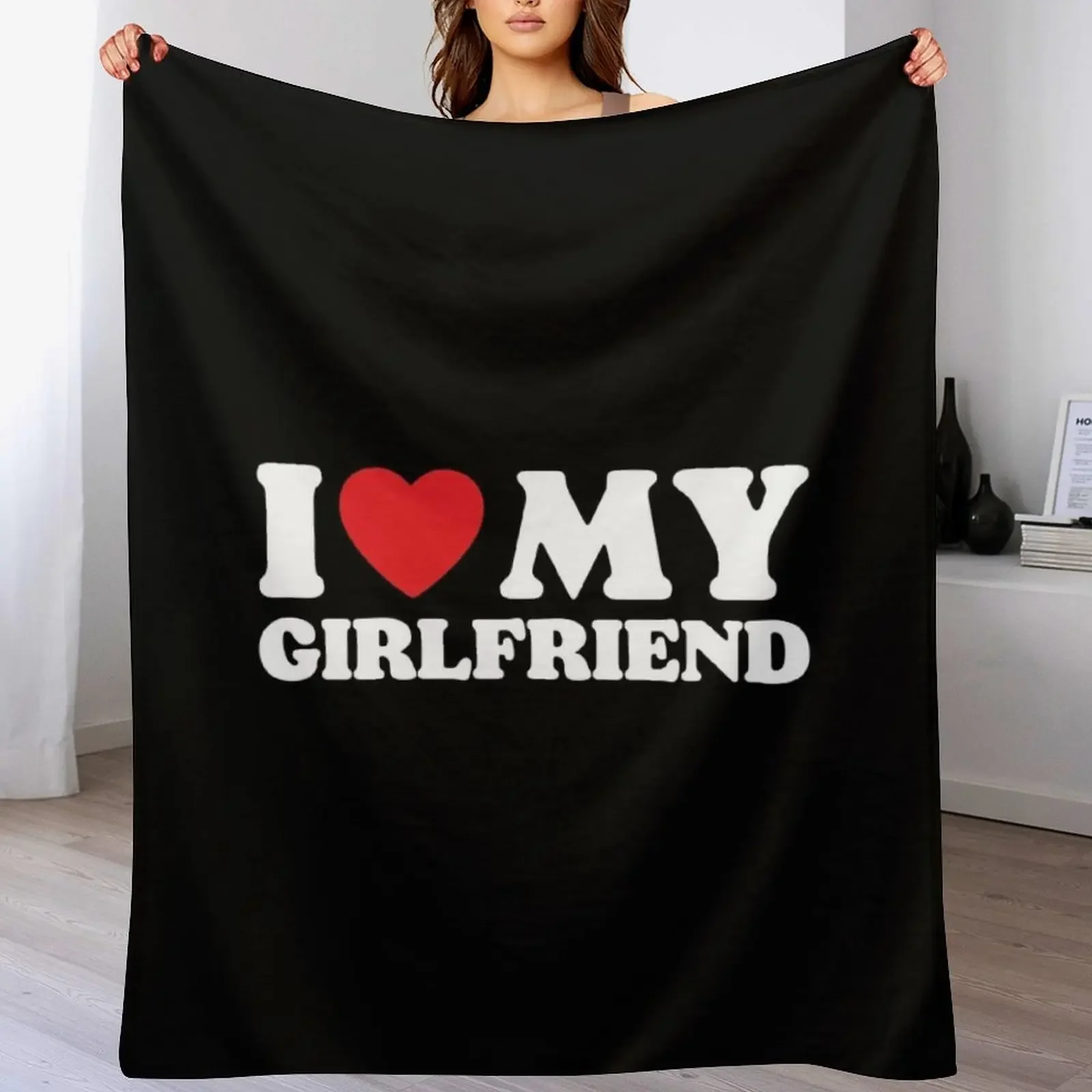 

I Love My Girlfriend Throw Blanket Flannel Fabric Soft Plaid For Sofa Thin Thermal Blankets