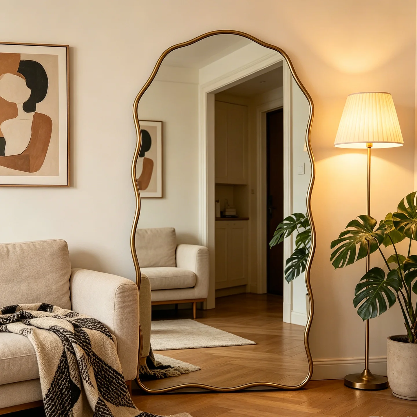 

French retro full-length mirror wall-mounted American home full-length mirror European custom high-end floor mirror