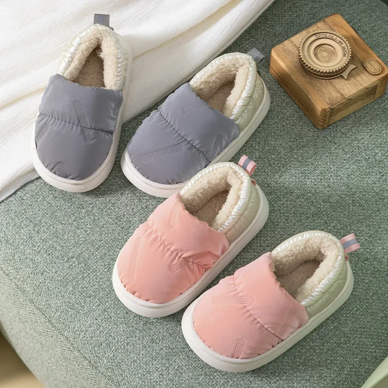 Kids Slippers for Boy Indoor Cotton Shoes Winter Warm Non-slip Girls Shoes Solid Color Cute Toddler Baby Home Slipper Flip Flops