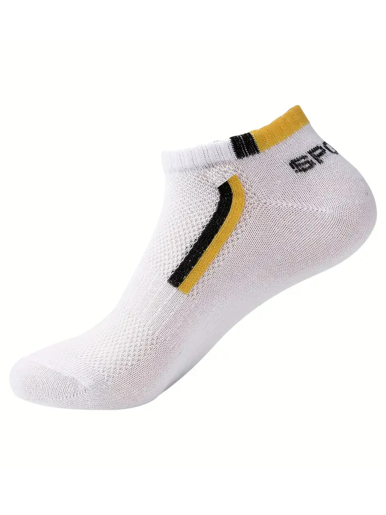 Anti-Rutsch-Bootssocken für Herren, 5 Paar Knöchelsocken mit Blockdruck für Business und Sport, atmungsaktiv, schweißbeständig, geruchshemmend, bequem – Detail 4