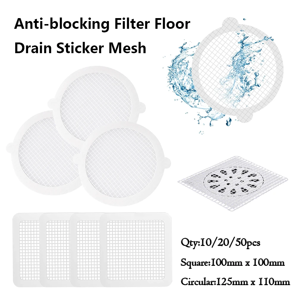 

Disposable Anti-Clog Hair Catcher Mesh Sticker 10-50PCS, Multi-Use Drain Cover for Shower Kitchen Bathroom Sink