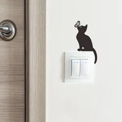 1pcs cartoon creative cat butterfly silhouette bedroom living room light switch stickers decorative wall stickers self-adhesive