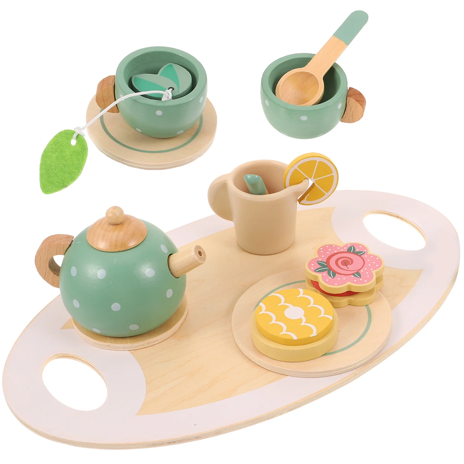 บทบาทเล่นชุดชาของเล่นเด็กไม้ Teaware เด็กวัยหัดเดินขนม House เครื่องประดับ Miniature เฟอร์นิเจอร์เล็กๆบนโต๊ะอาหารปลอดภัยการศึกษา