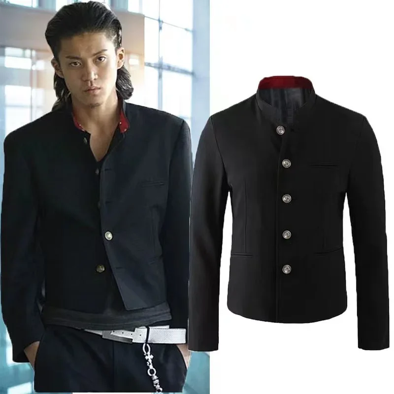 Japanese Movie New Crows Zero Takiya Genji Uniform High School Coats JK Black Suit College Style Jacket Cosplay