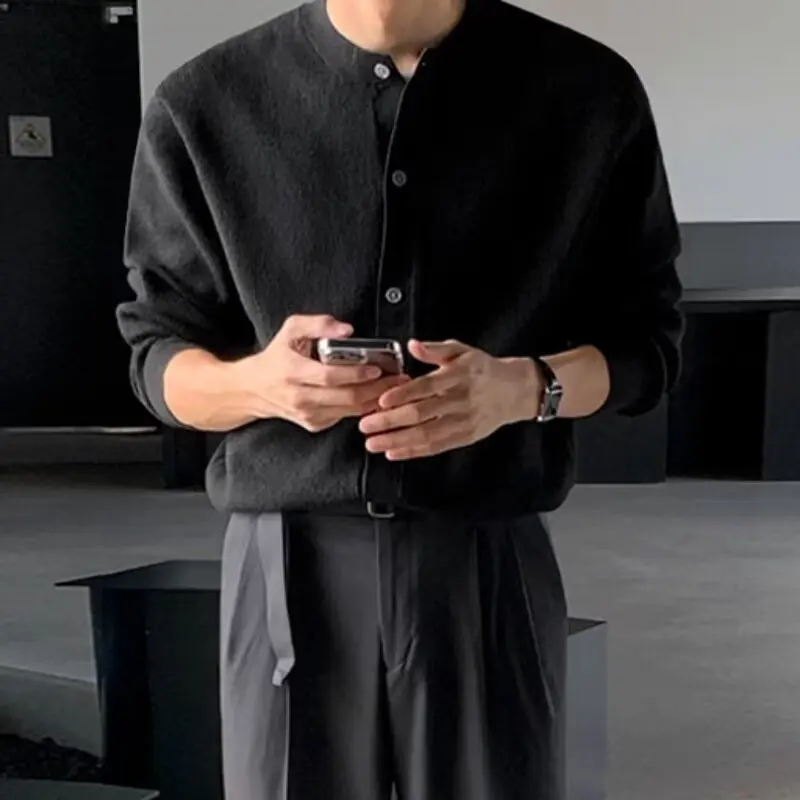 Cardigan knitted sweater men's light luxury British business slim sweater trendy brand