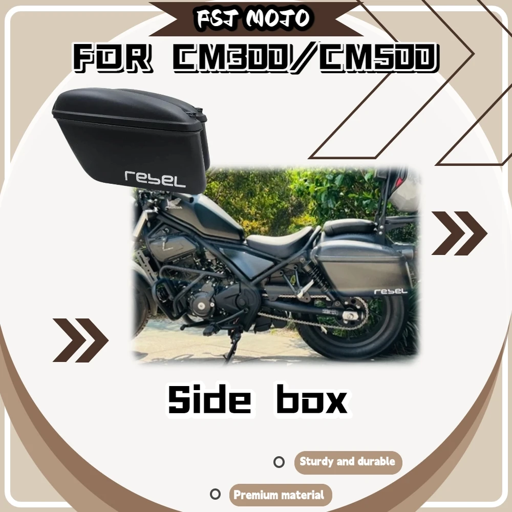 For CM300/CM500 Dual Matte Black Side Luggage Box With Bracket Guardrail Lining Stable Mount Without Frame Damage