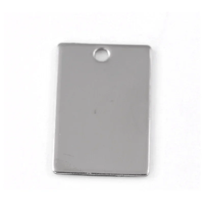 100Pcs Silver Tone Rectangle Stainless Steel Blank Stamping Tags Pendants Component 30x20mm(1 1/8