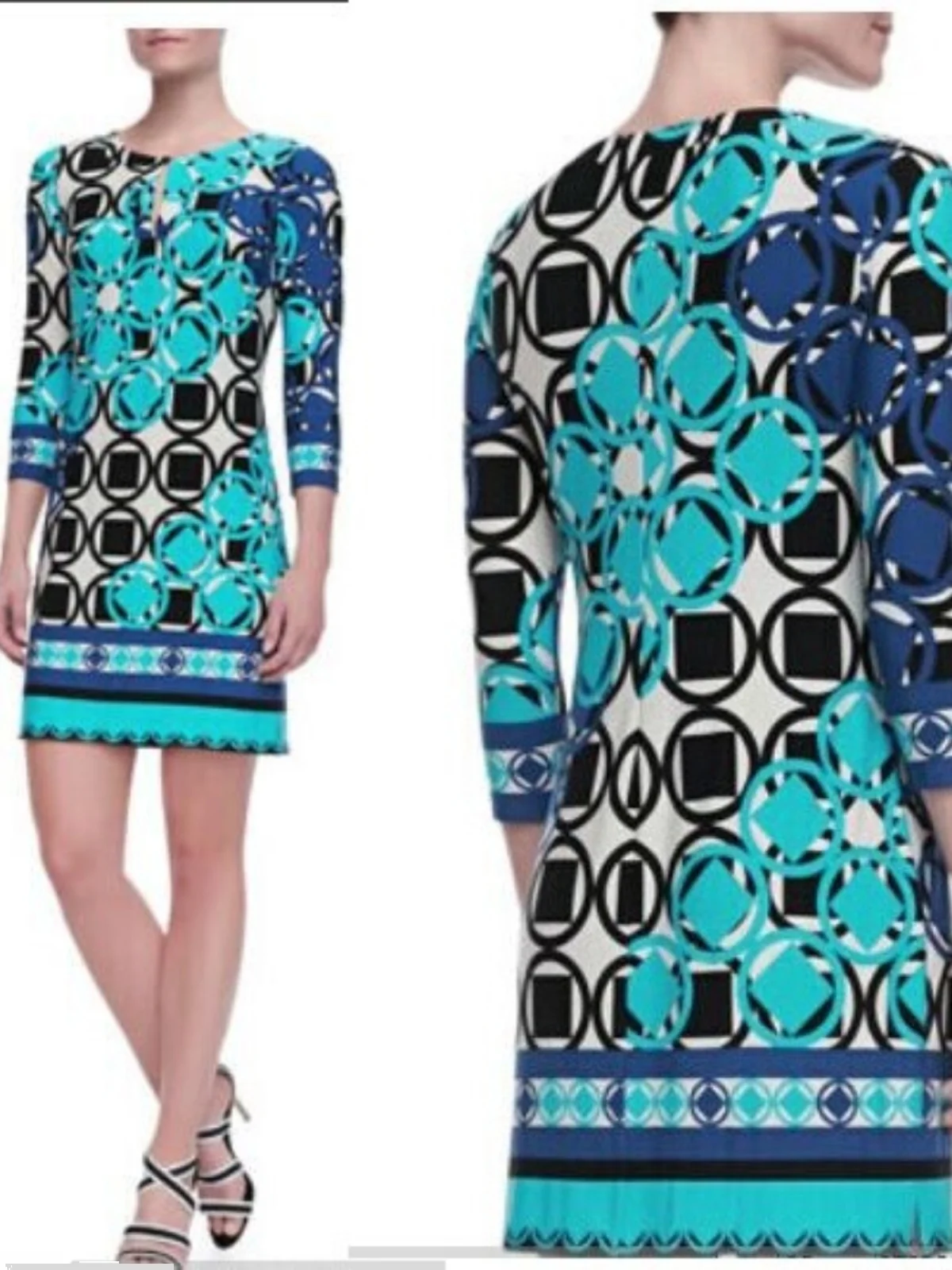 

Ele Women's Knitted Slim Fit Dr Geometric Pattern Street Sle round Ne Seven Sve Printed 3D Faion Autumn Dr