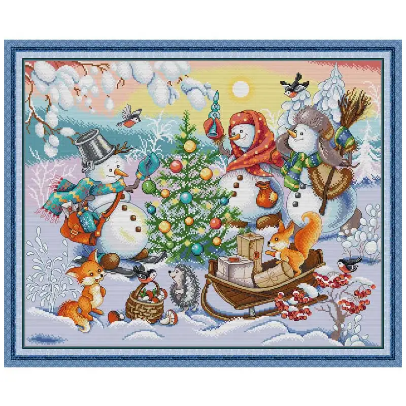 Christmas Gift Patterns Counted Cross Stitch Set DIY 11CT 14CT 16CT Stamped DMC Cross-stitch Kit Embroidery Needlework Crafts