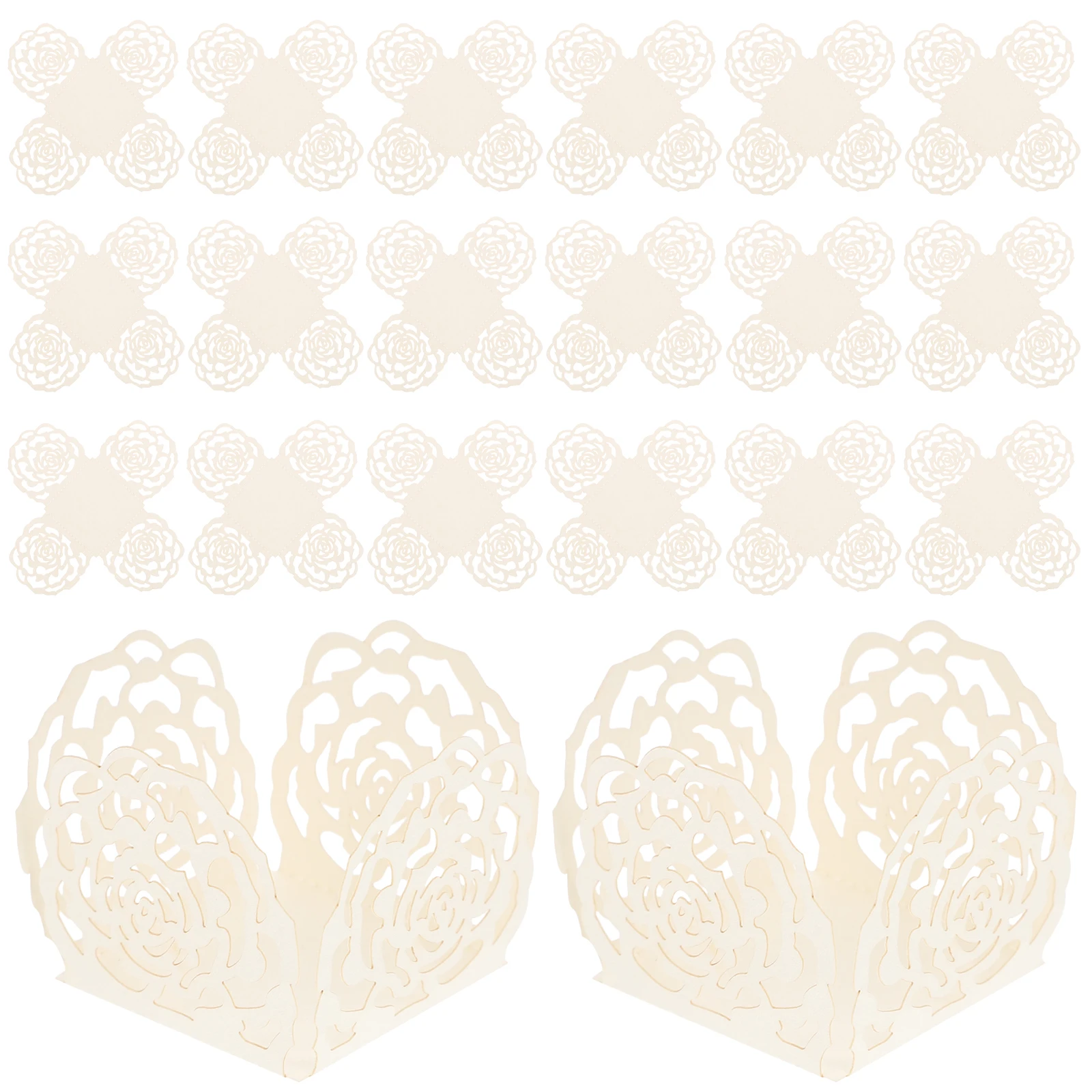 

50pcs Chocolate Trays Paper Cups Ivory Candy Wrappers Hollow Flower Design Party Decoration Baking Pan Chocolate Liners