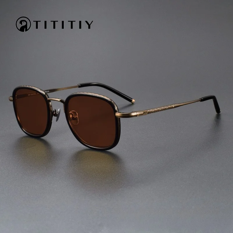 

Japanese Retro Pure Titanium Sunglasses Men Luxury Square Full Rim Myopia Travel Driving Sunshade Sunglasses for Women UV400