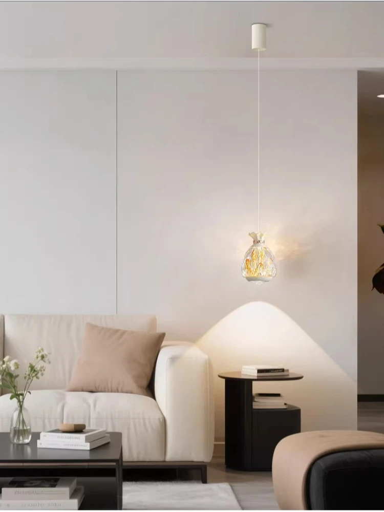 Light luxury bedroom bedside lamp lifting art iceberg fish tail pendant light entrance decoration hanging line light