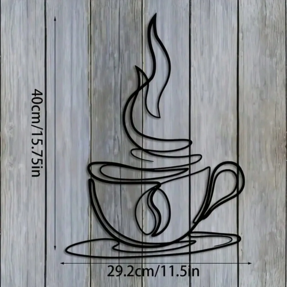 Metal Wall Hanging Coffee Mug, 3D Steam Effect Iron Art Decor for Kitchen Living Room, Rustproof Minimalist Gift