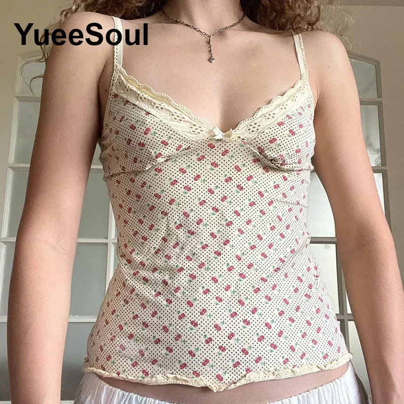 Sweet Cute Beige Crop Tops Sleeveless Sexy Corest Top 2024 Summer New Fashion 2000s Y2K Fairycore High Street Casual Tank Tops