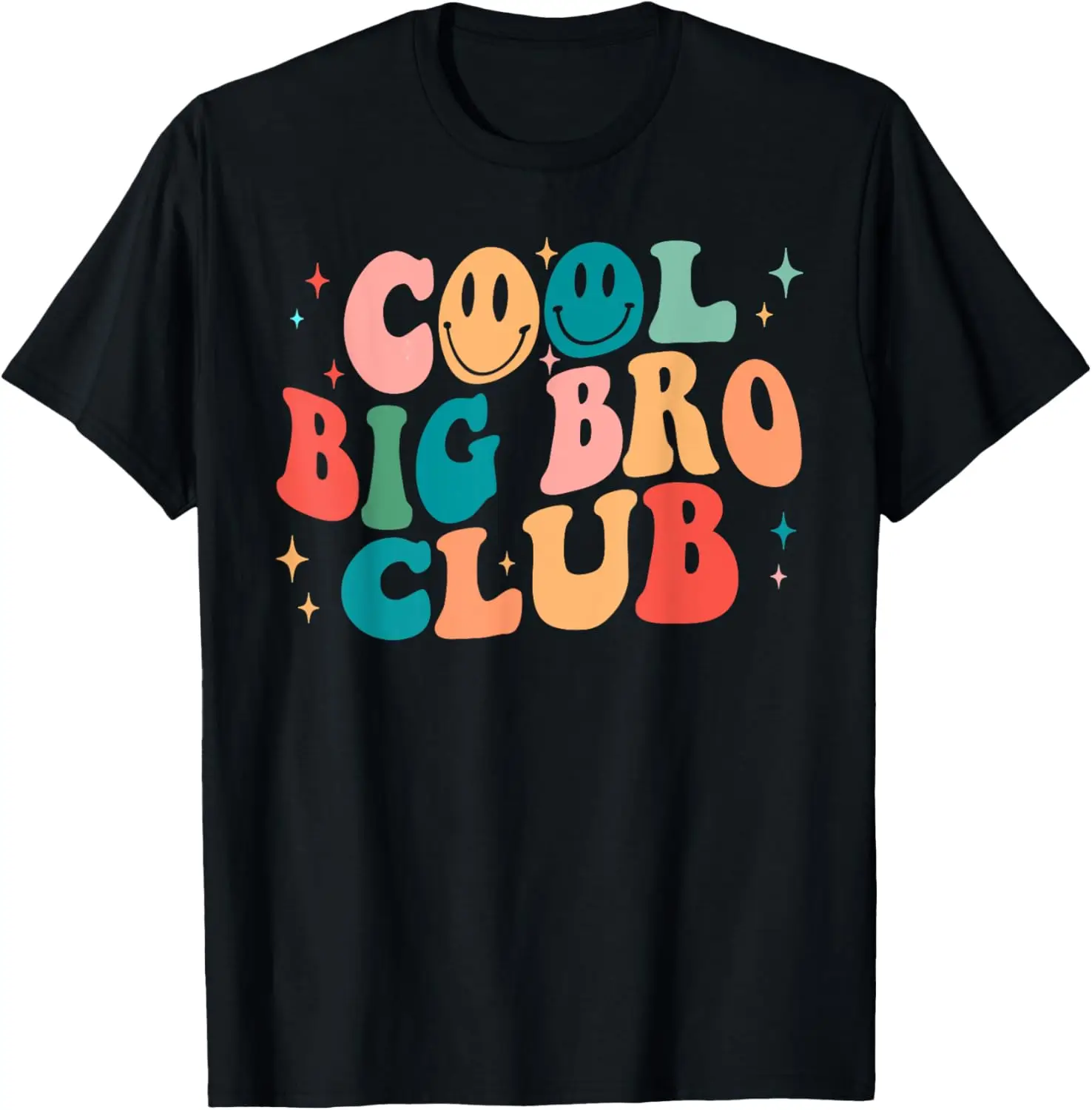 Cool Big Bro Club Groovy Happy Smile Face 2023 Gift T-Shirt