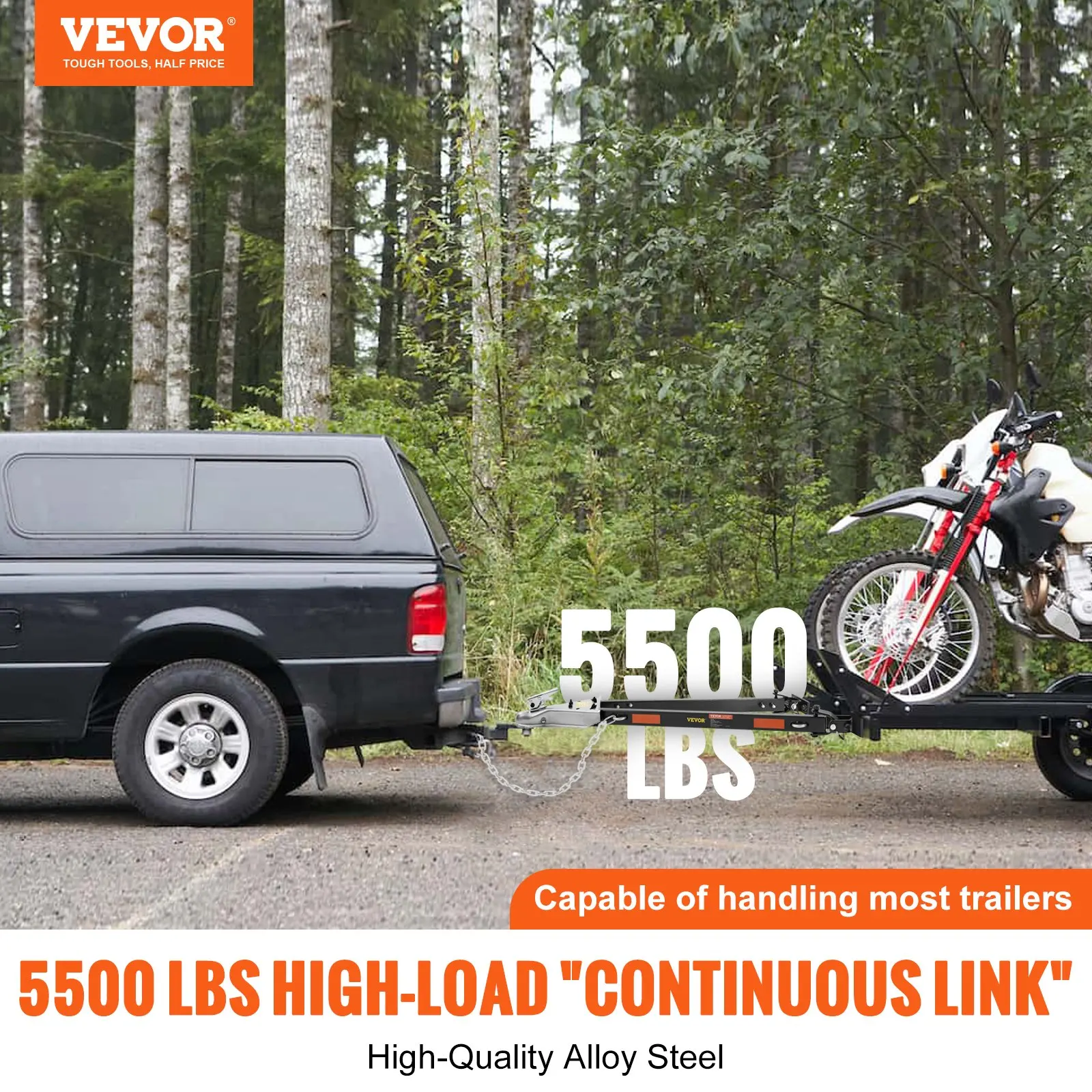 

Буксирный бак, емкость буксировки 5500 фунтов с цепями, универсальный буксирный бампер из легированной стали с порошковым покрытием, подходит для муфты