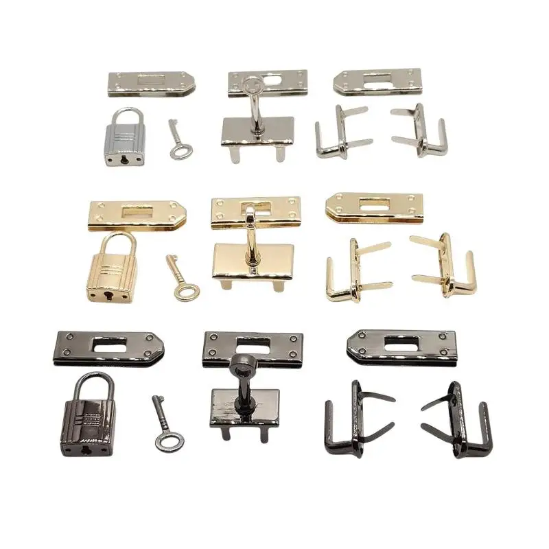 7pcs High Quality Metal Clasp Lock Buttons Hardware for DIY Handbag Shoulder Bag Purse Custom Making