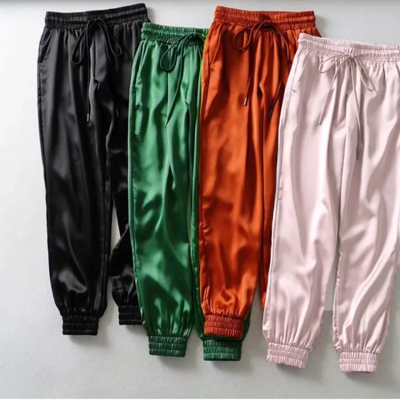 

Elegant Y2K 2024 Elastic High Waist Pants Solid Color Loose Jogger Trousers Sweatpants Spring Autumn Women Sport Pants