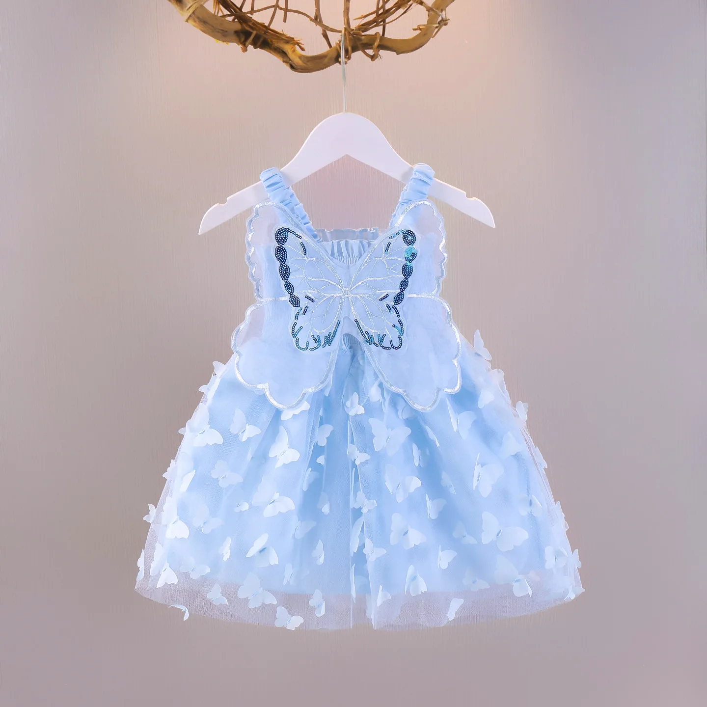 Ärmelloses Tüllkleid mit 3D-Schleife für Mädchen - Perlenriemen & Netzrock, Feenparty-Outfit & Alltagskleidung Blumenmädchenkleider – Detail 5