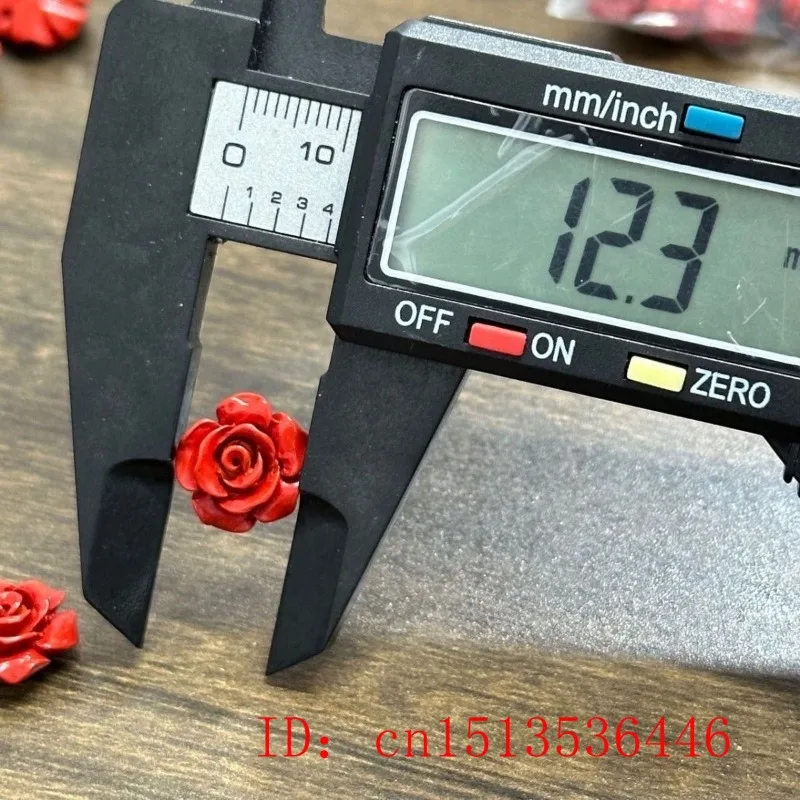 10pc Fashion Cinnabar Jade 12mm Rose Flower Beads DIY Earrings Bracelets Jewellery Chinese Healing Women Luck Gift Sweater Chain view 5