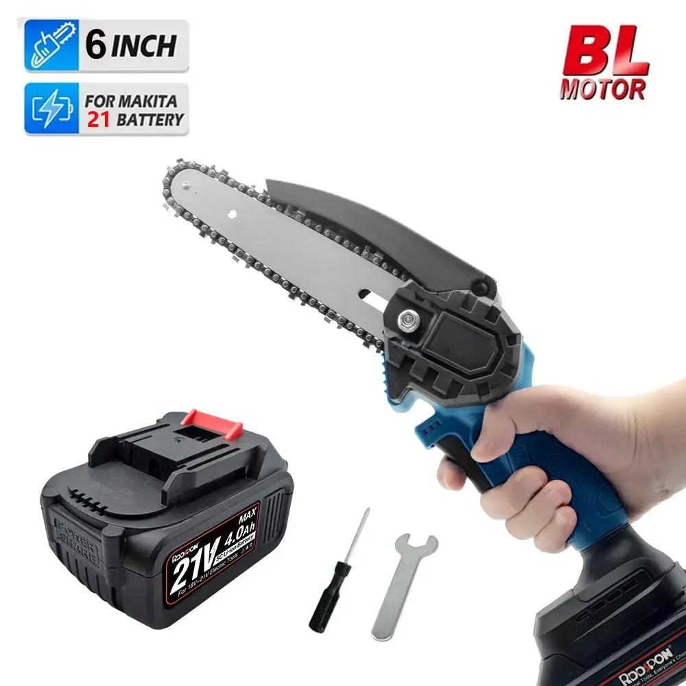 

Battery Cordless Electric Saw 6 Inch Brushless Chainsaw Garden Logging Saw For Woodworking Cutting Tool For Makita 18V Battery