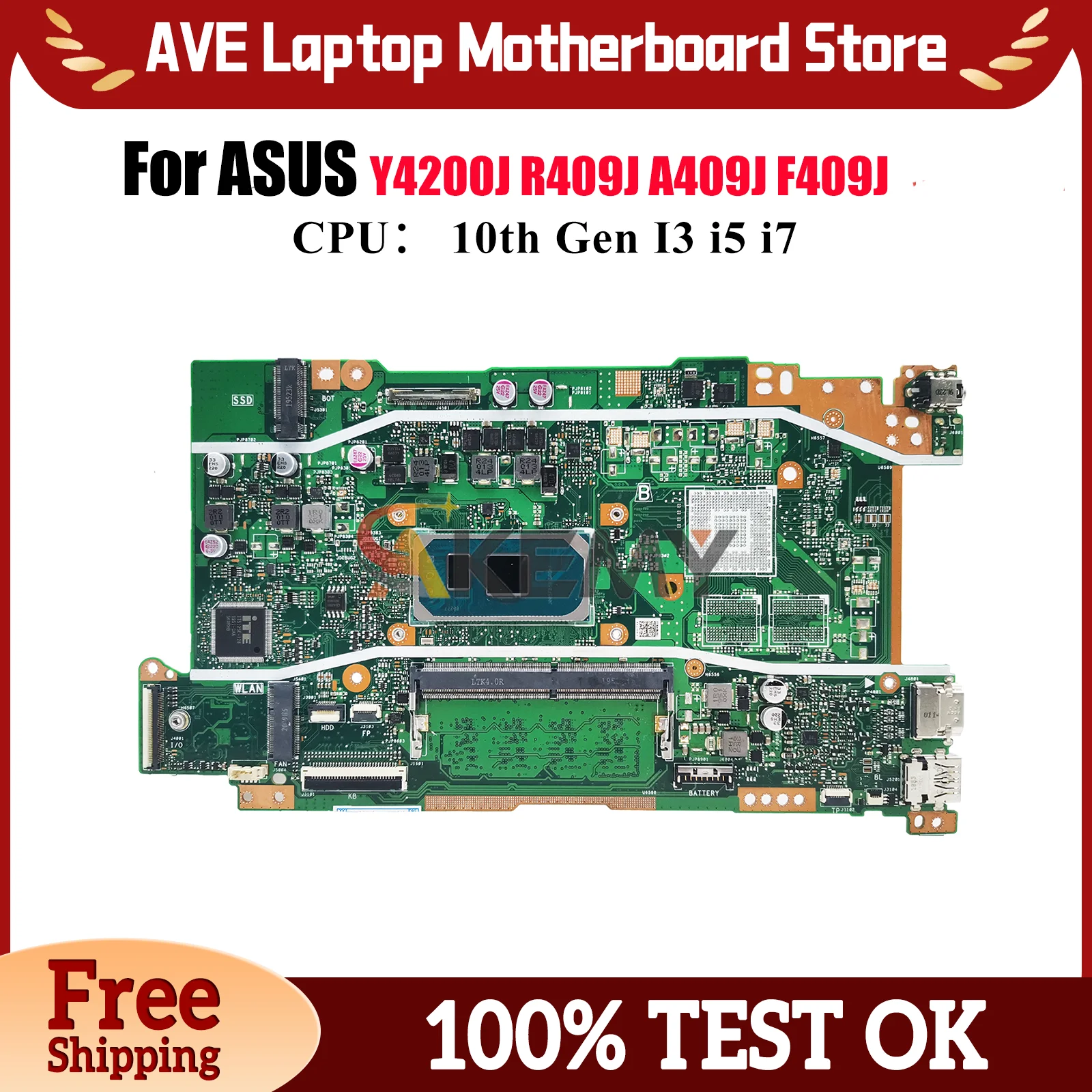 

X409JA Laptop Motherboard For ASUS R409J F409J Y4200J X409JB A409J X409J X409JP Mainboard 10th Gen I3 i5 i7 100% tests OK stk