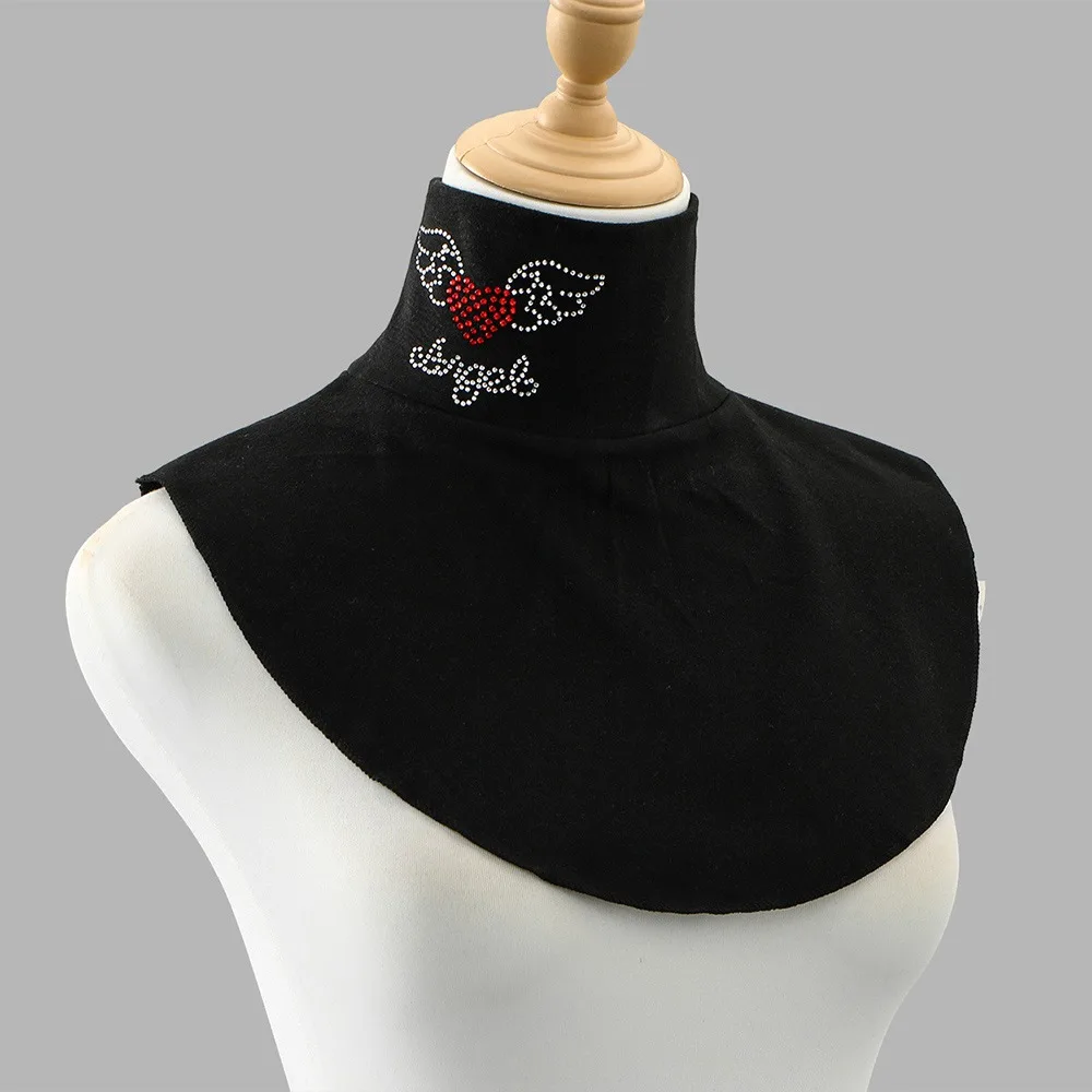 

New Neck Warmer Detachable Fake Collar Windproof Love Rhinestone Turtleneck Neck Warme False Collar Autumn Winter