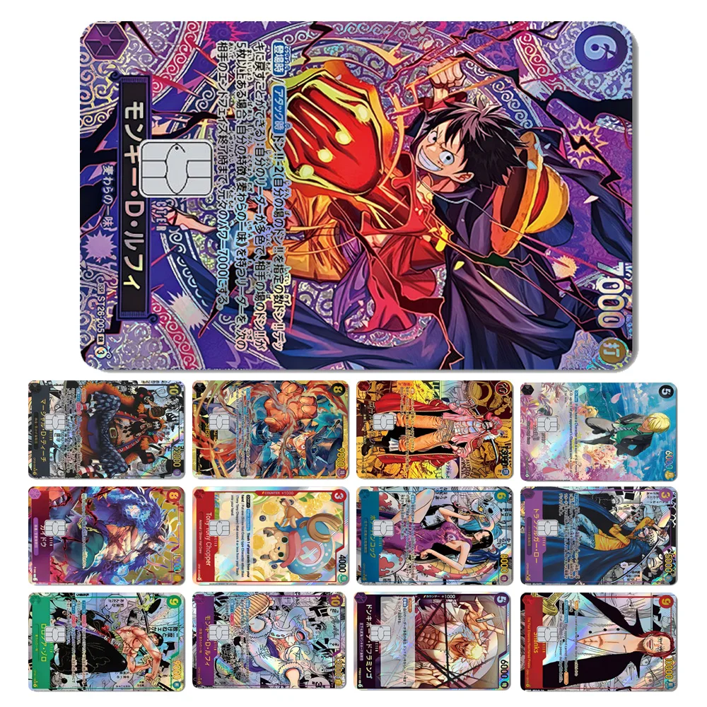 Adesivo Holográfico Estilo Cartão OP TCG Magic Shark Nami Luffy Ace Zoro para Cartão de Débito e Crédito