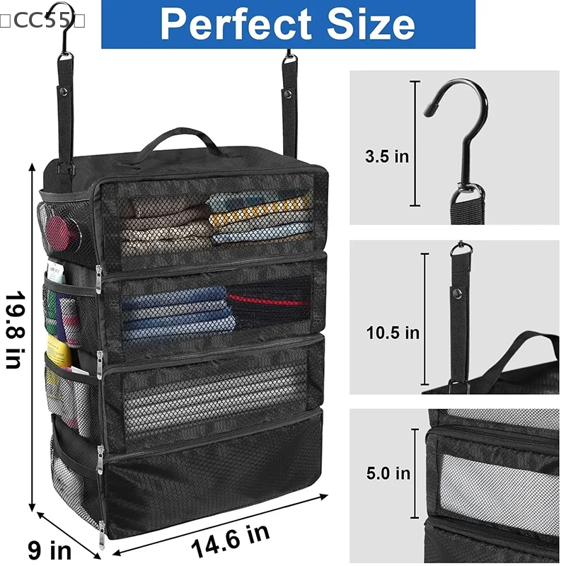 〔CC55〕Suitcase Organizer High-capacity Luggage Organizer Hanging Shelve Packing Cube Closet Collapsible Hanging Storage Bags - view 6
