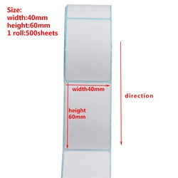 スーパーマーケット用粘着ラベル,防水紙,直接印刷,40x60mm, 500個/ロール