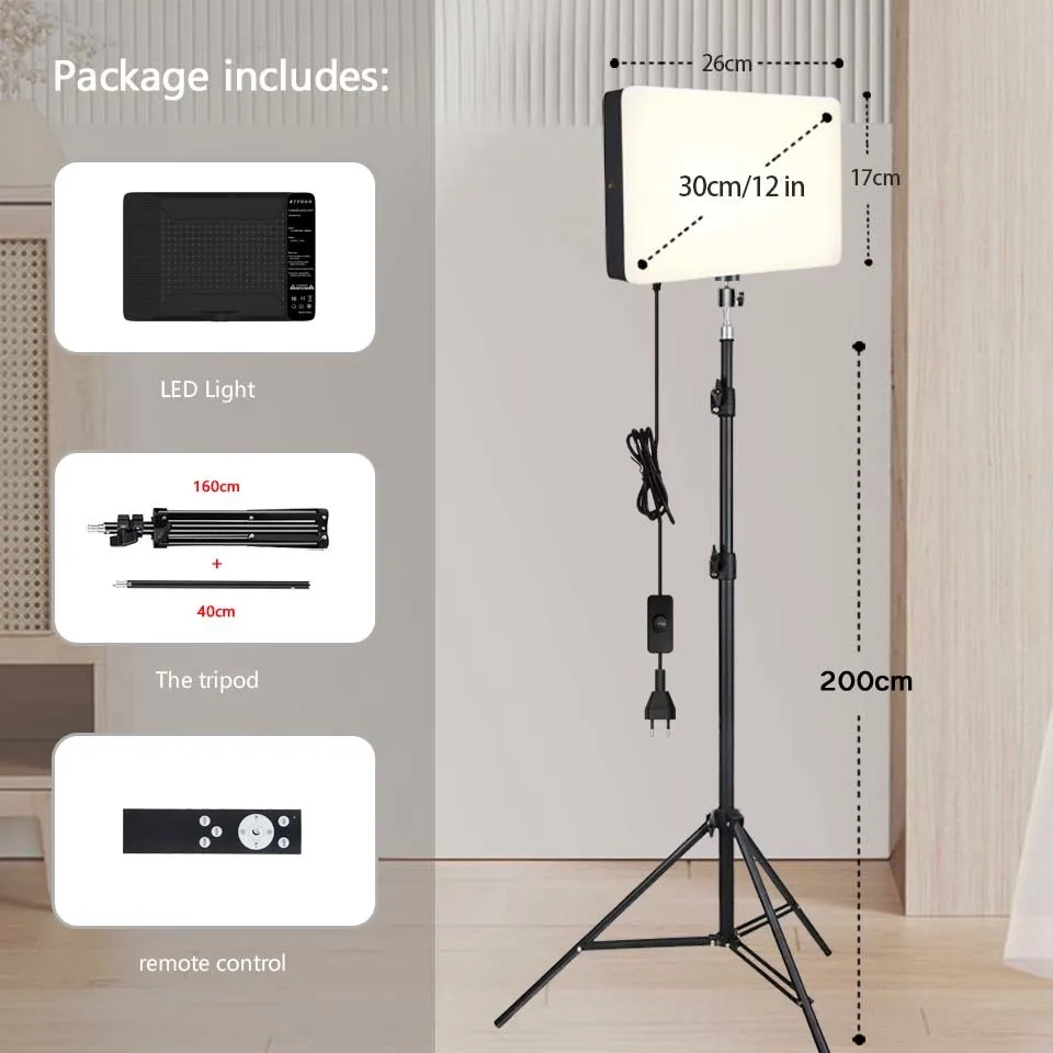Fotostudio LED 3000k-6500k Video-invullamp Lichtpaneel Fotografieverlichting met statief Lange arm EU-stekker voor livestream
