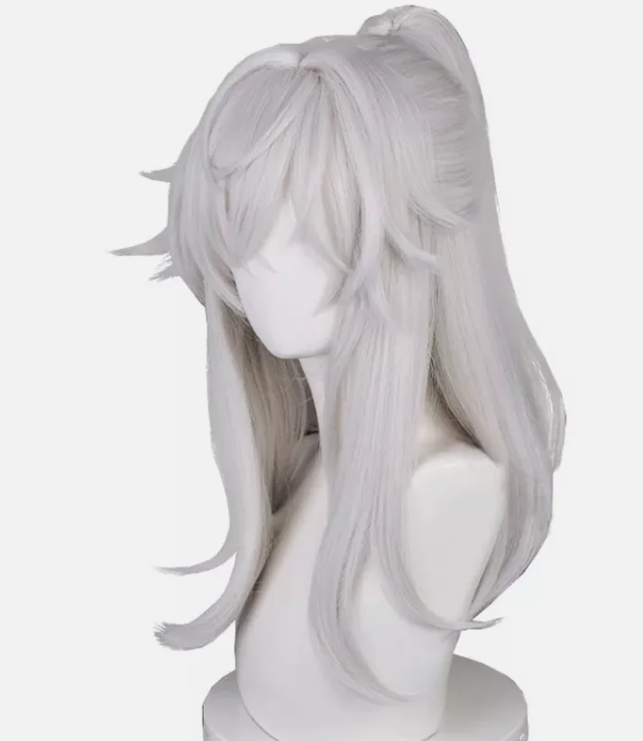 Honkai: Star Rail Jingyuan Cosplay Wigs 50cm Grey Ponytail Synthetic Hair