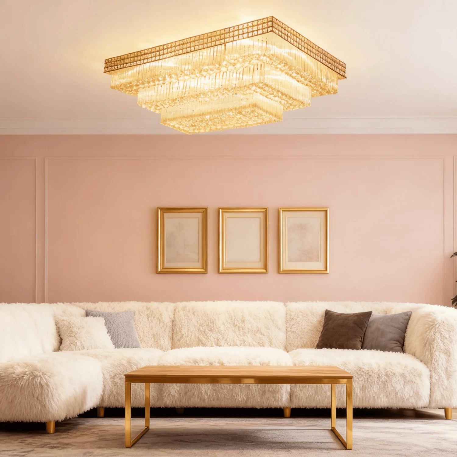 Luxury 3 Layer Stainless Steel Crystal LED Ceiling Lamp  for  Living Room Modern Design Lighting