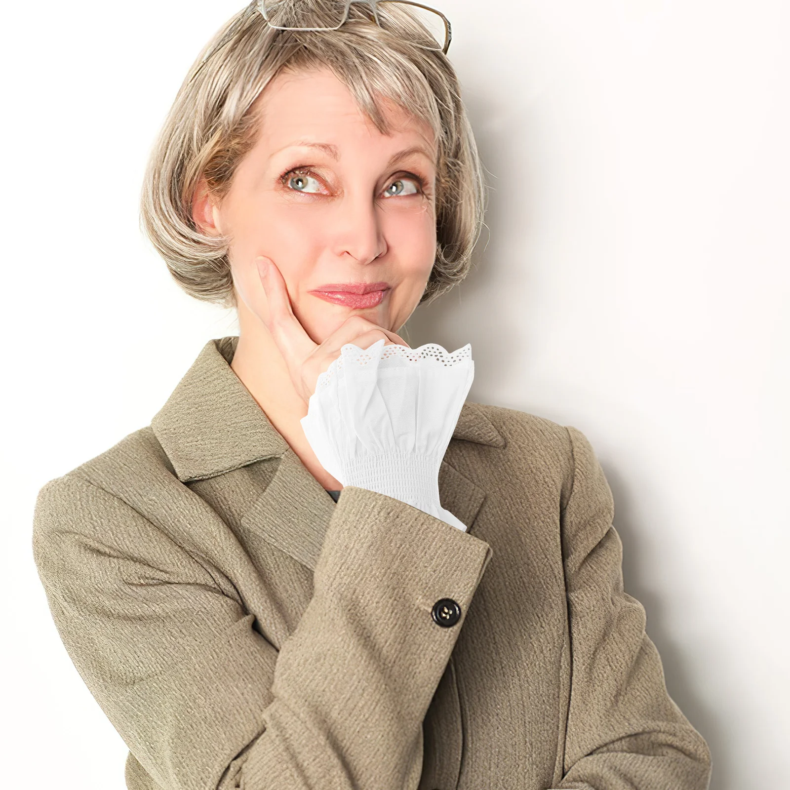 أصفاد قطنية بأكمام مكشكشة من الدانتيل لتدفئة الذراع قابلة للفصل لحفلات الزفاف والهالوين أزياء نسائية للمعصم #3