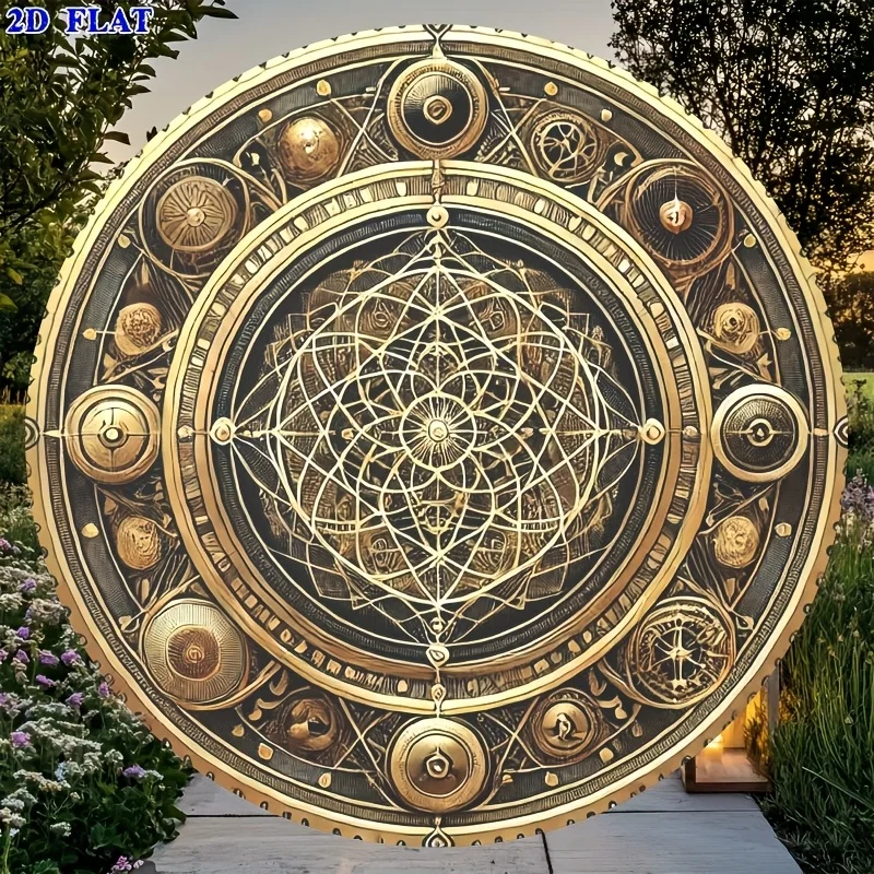 CIFBUY – art mural rond en aluminium vintage, panneau en métal durable et imperméable, décoration rétro Angel Mitra pour salon, chambre à coucher, maison